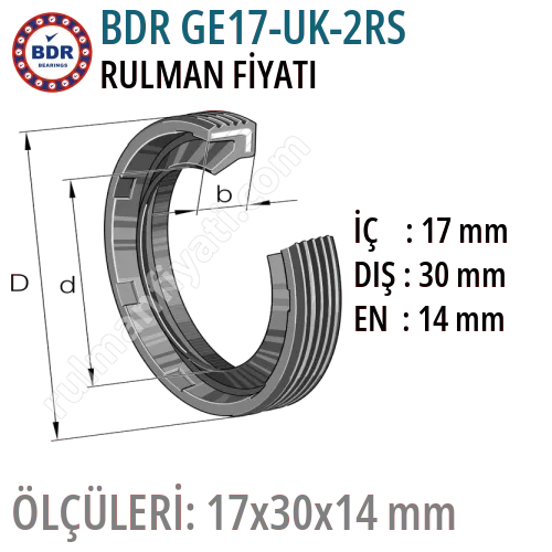 BDR GE17-UK-2RS Rulman Fiyatı ve Boyutları