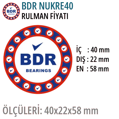 BDR NUKRE40 Rulman Fiyatı ve Boyutları