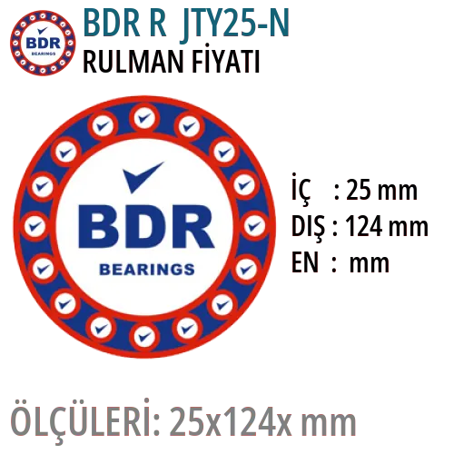 BDR R JTY25-N Rulman Fiyatı ve Boyutları