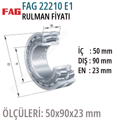 FAG 22210 E1 Rulman Fiyatı ve Boyutları