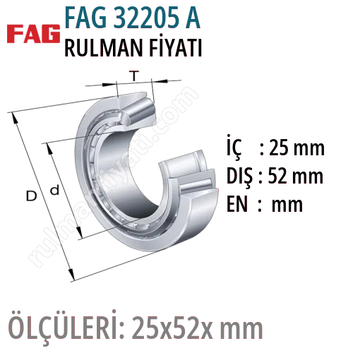 FAG 32205 A Rulman Fiyatı ve Boyutları