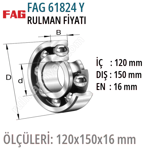 FAG 61824 Y Rulman Fiyatı ve Boyutları