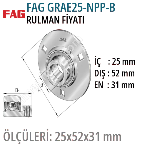 FAG GRAE25-NPP-B Rulman Fiyatı ve Boyutları