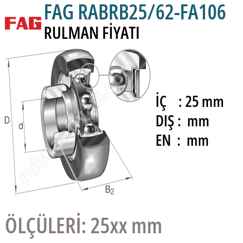 FAG RABRB25/62-FA106 Rulman Fiyatı ve Boyutları