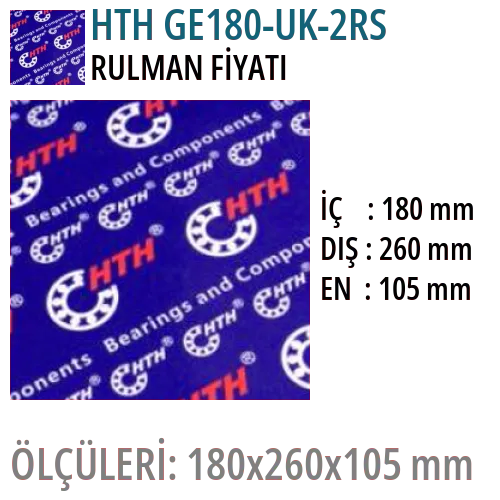HTH GE180-UK-2RS Rulman Fiyatı ve Boyutları