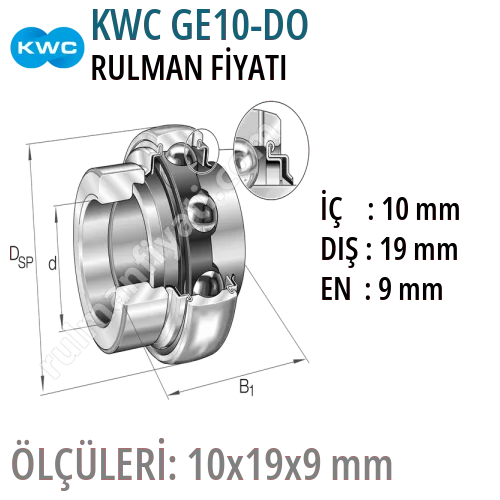 KWC GE10-DO Rulman Fiyatı ve Boyutları
