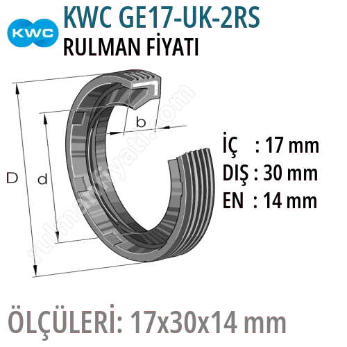 KWC GE17-UK-2RS Rulman Fiyatı ve Boyutları