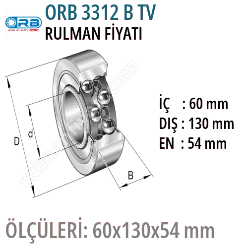 ORB 3312 B TV Rulman Fiyatı ve Boyutları