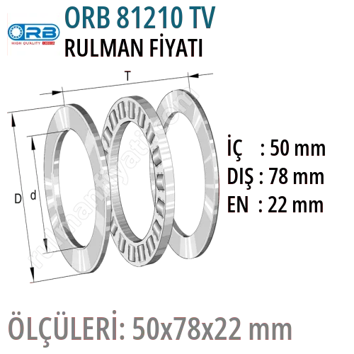 ORB 81210 TV Rulman Fiyatı ve Boyutları