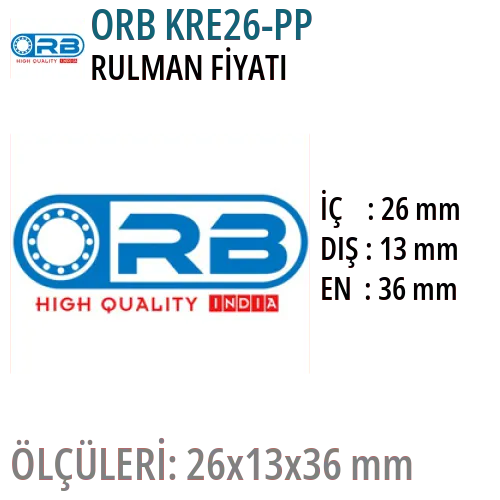 ORB KRE26-PP Rulman Fiyatı ve Boyutları