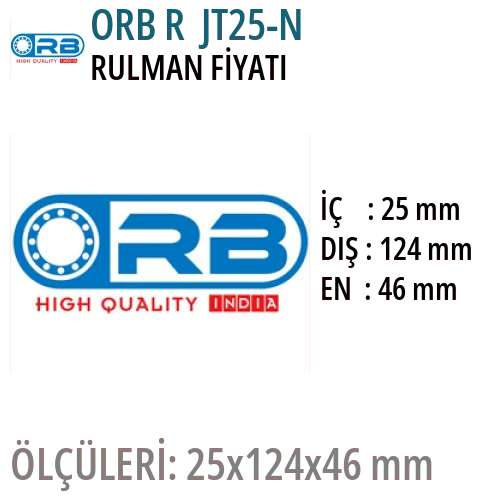 ORB R JT25-N Rulman Fiyatı ve Boyutları