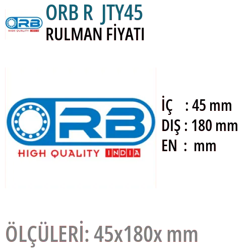 ORB R JTY45 Rulman Fiyatı ve Boyutları