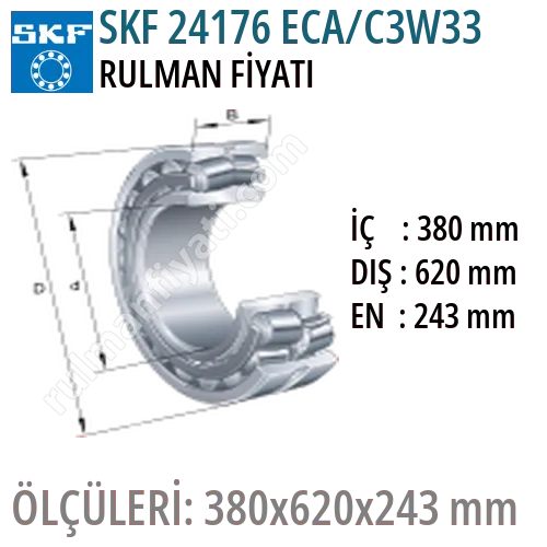 SKF 24176 ECA/C3W33 Rulman Fiyatı ve Boyutları