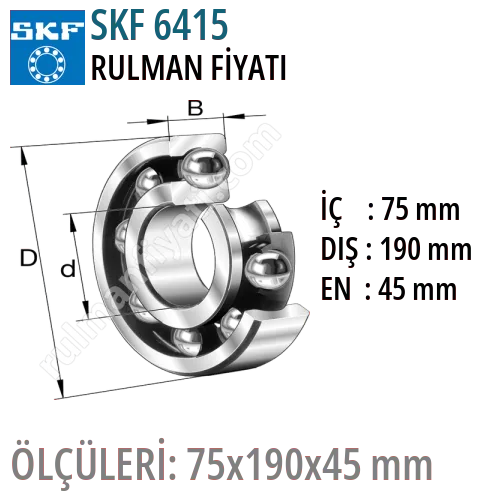 SKF 6415 Rulman Fiyatı ve Boyutları