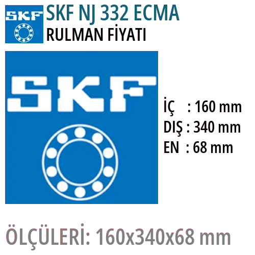 SKF NJ 332 ECMA Rulman Fiyatı ve Boyutları