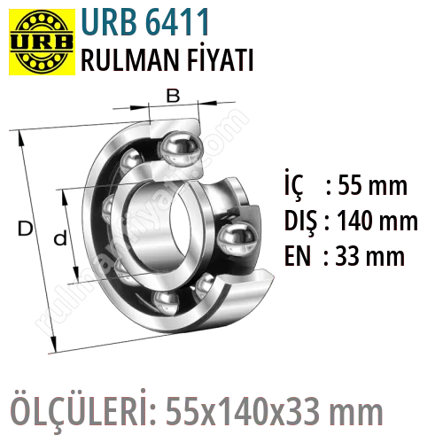 URB 6411 Rulman Fiyatı ve Boyutları