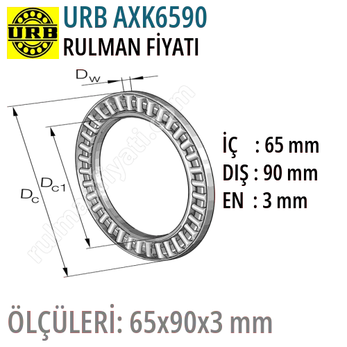 URB AXK6590 Rulman Fiyatı ve Boyutları