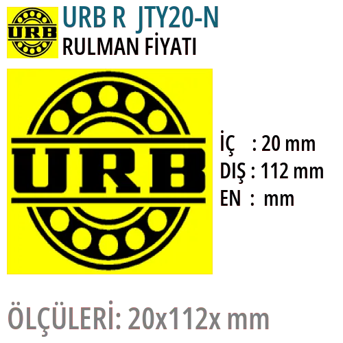 URB R JTY20-N Rulman Fiyatı ve Boyutları