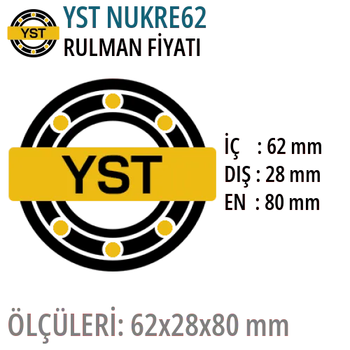 YST NUKRE62 Rulman Fiyatı ve Boyutları