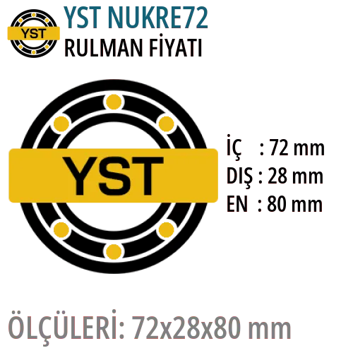 YST NUKRE72 Rulman Fiyatı ve Boyutları