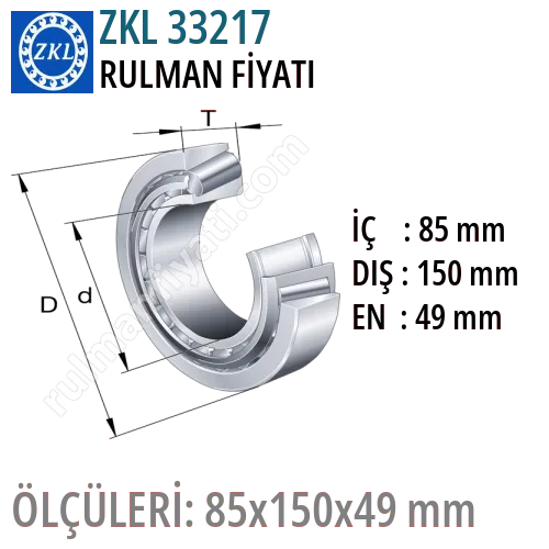 ZKL 33217 Rulman Fiyatı ve Boyutları